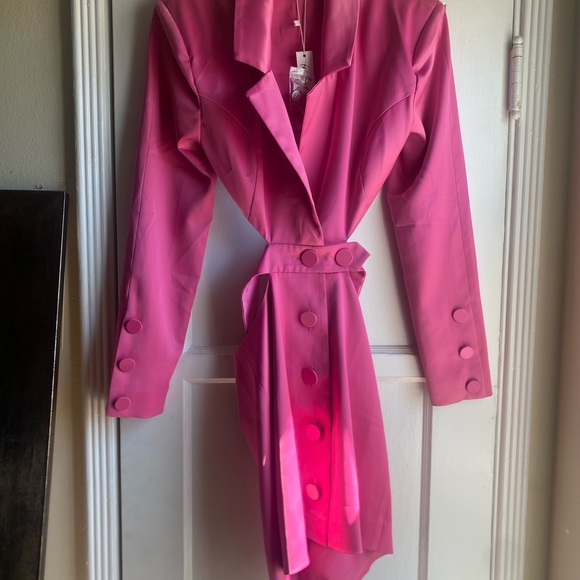 NWT For Love And Lemons Marie blazer mini dress Satin Cutout Blazer with Belt xs - Picture 5 of 8